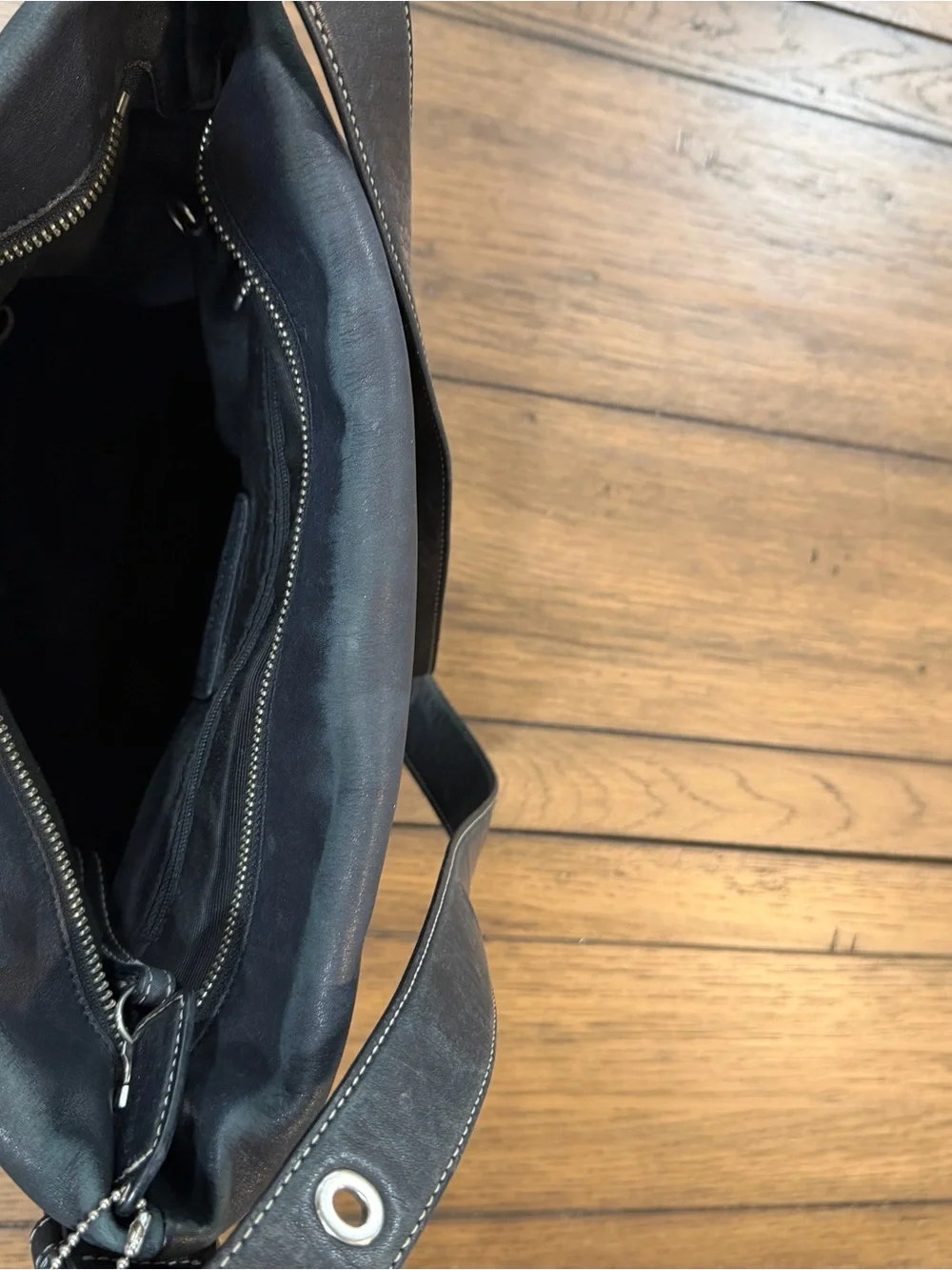 Coach Black Leather Shoulder Bag with Silver Hardware